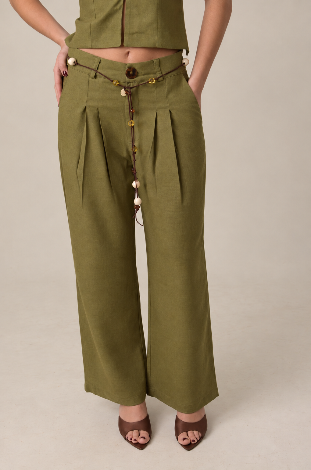 LINEN PANTS SET VERDE