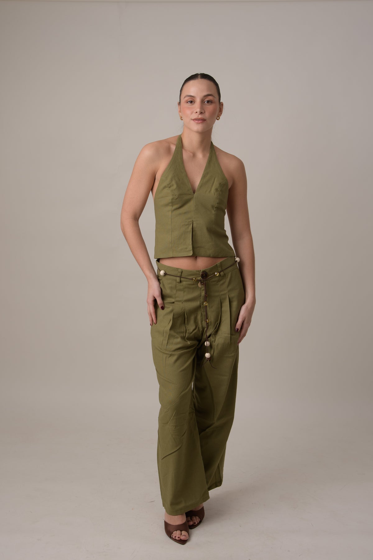 LINEN PANTS SET VERDE