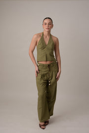LINEN PANTS SET VERDE
