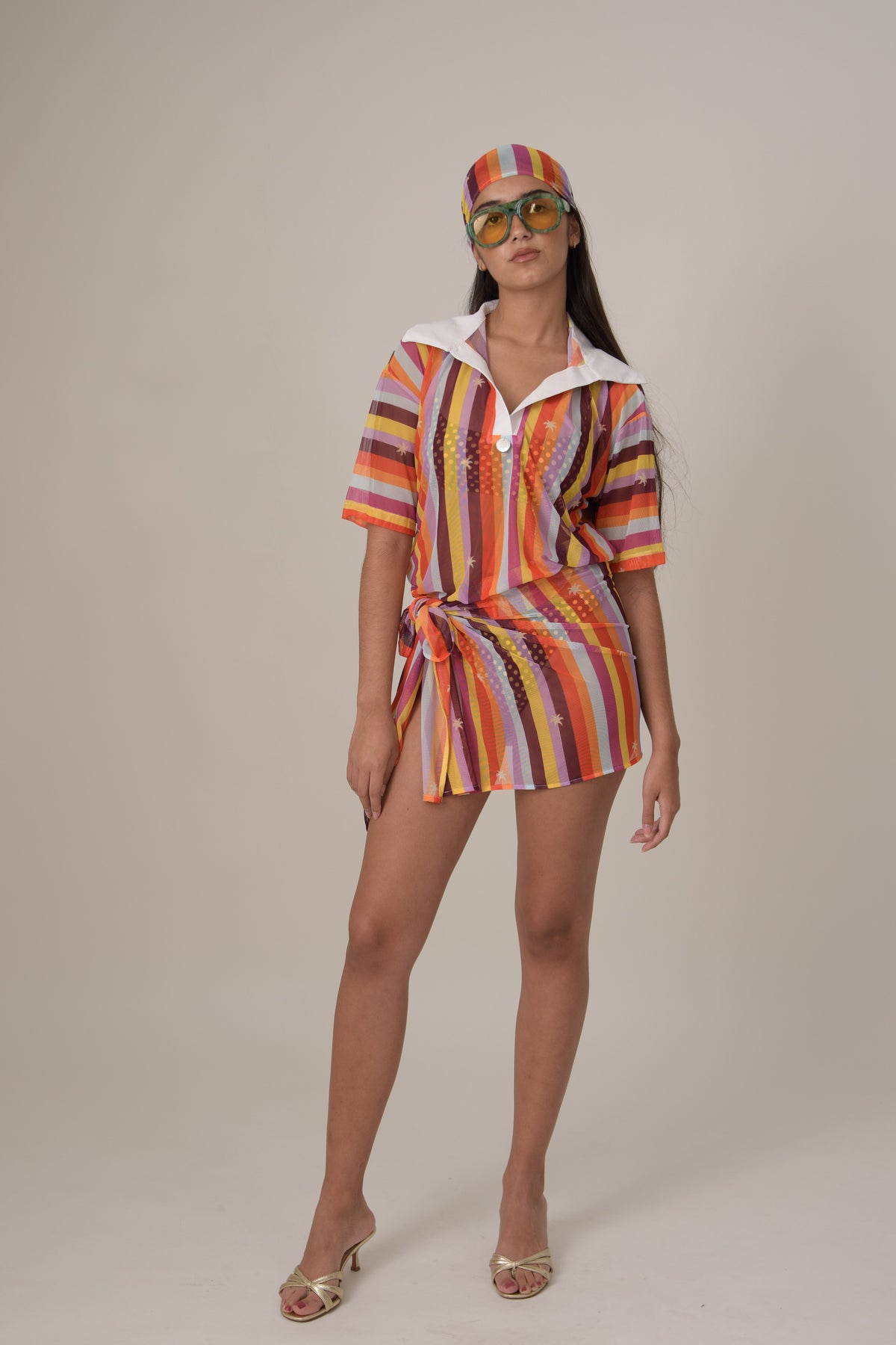 RITMO DEL SOL mesh top polo + pareo