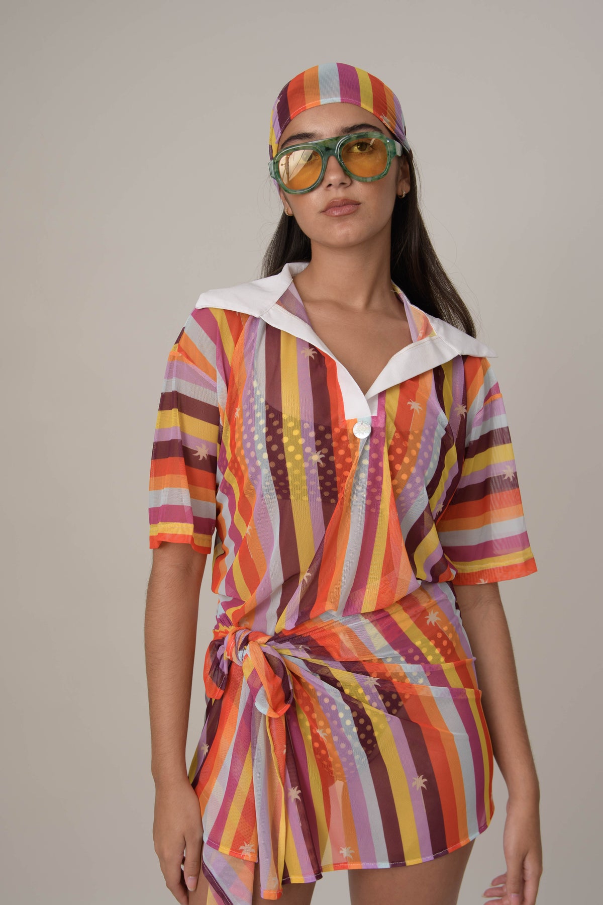 RITMO DEL SOL mesh top polo + pareo