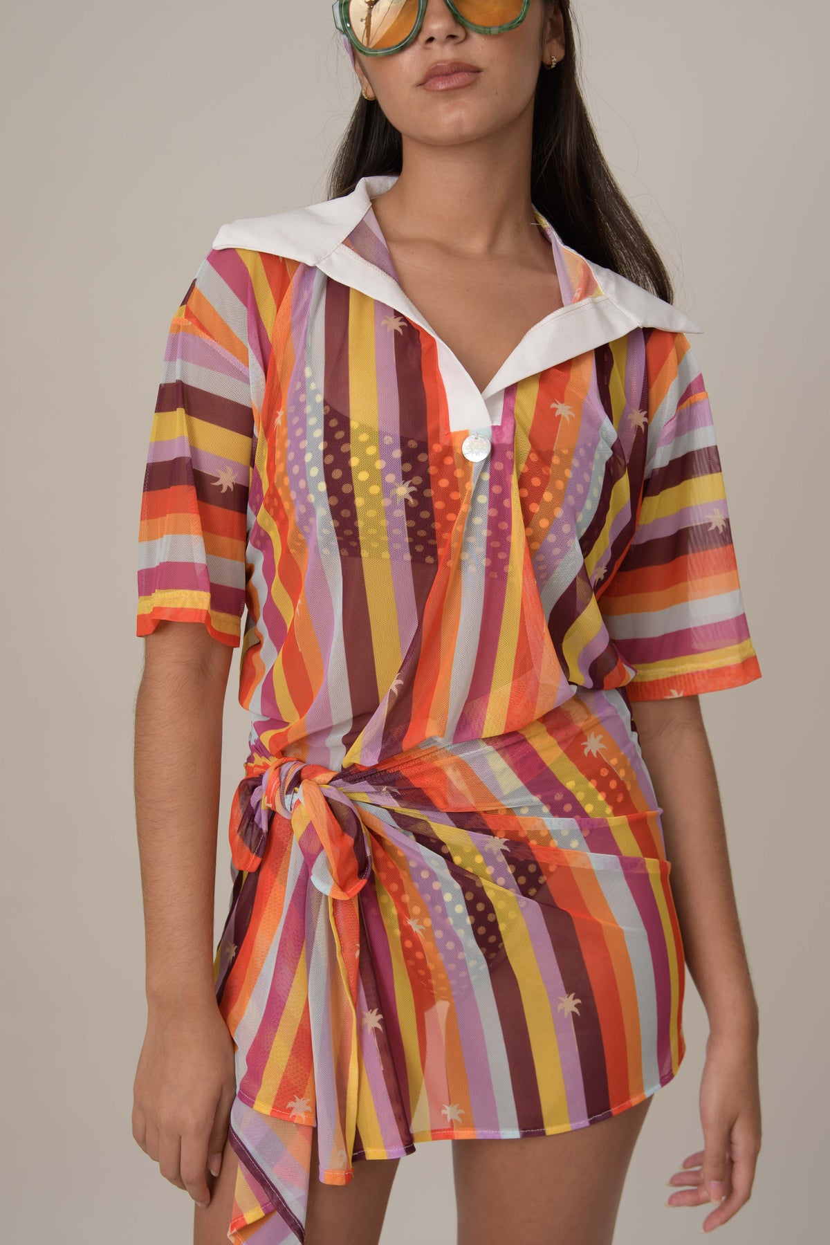 RITMO DEL SOL mesh top polo + pareo